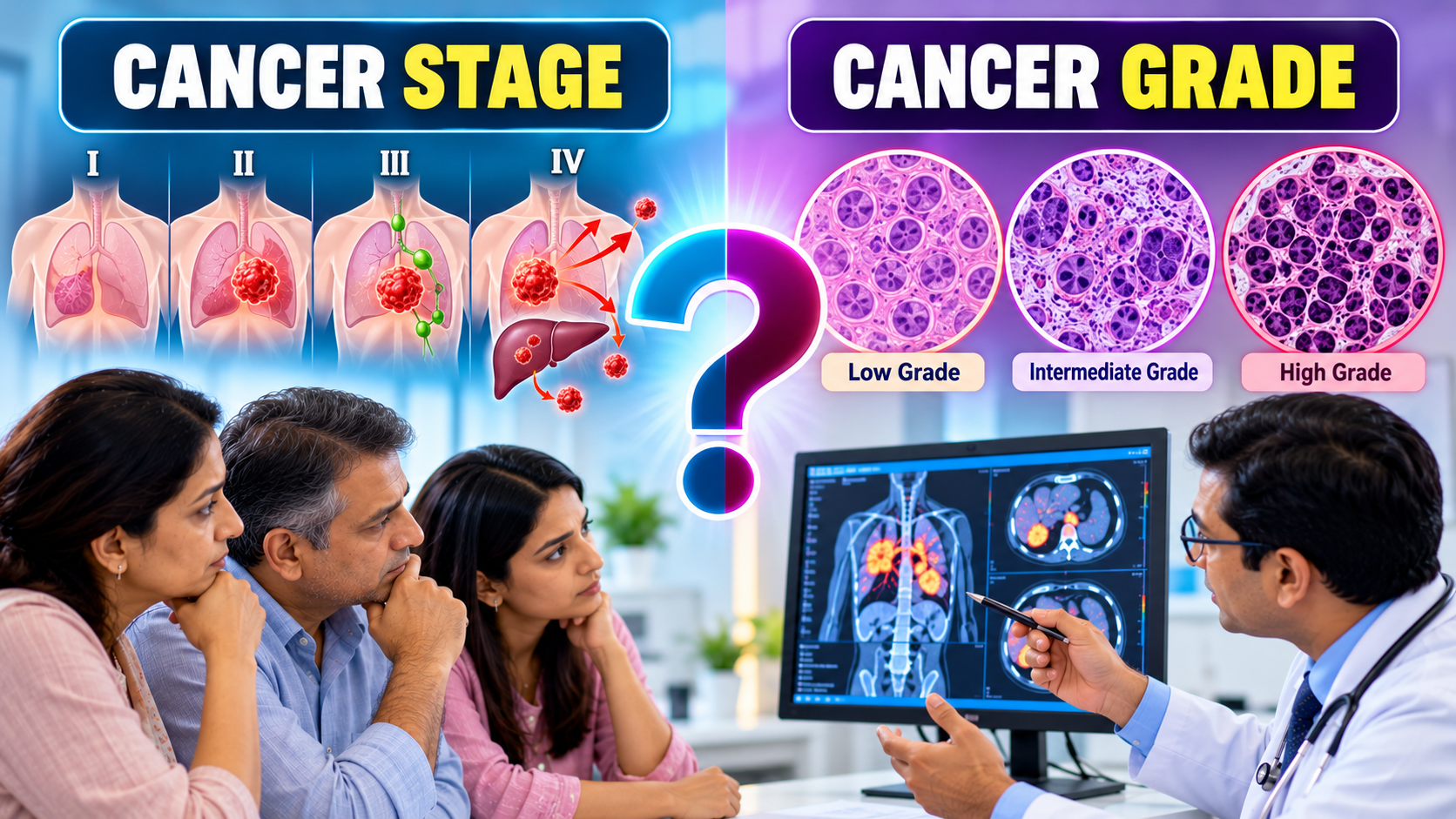 Cancer stage and grade discussion with oncology specialist