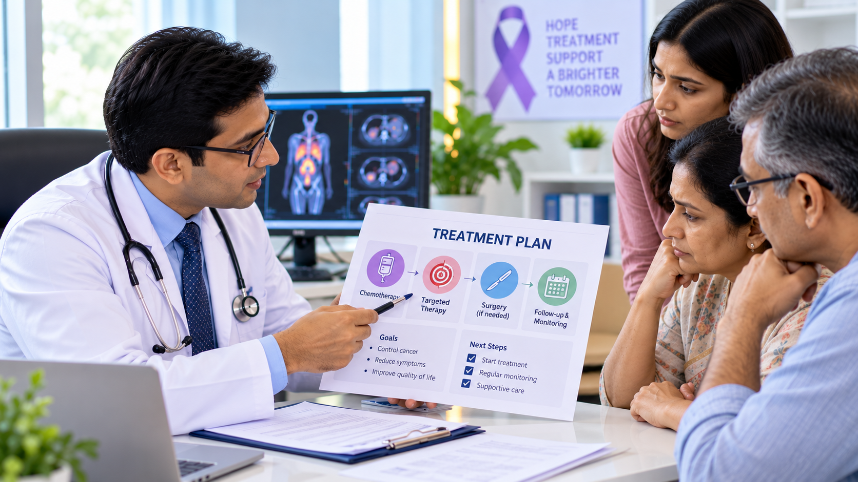 Cancer treatment planning after diagnosis with oncology team