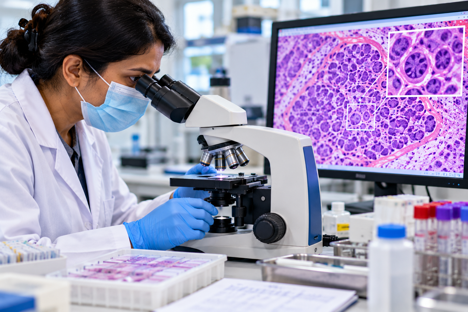 Cancer grade explained through microscopic examination of tumour cells